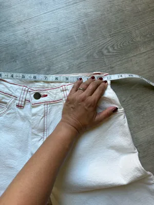 Madhappy Mid Rise Straight Leg 5 Pocket Off-White Jeans Red Stitching Size S thumbnail 11