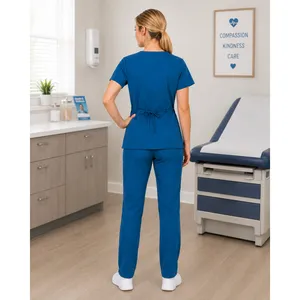 New York Laundry Medics Teal Blue Shortsleeve Scrub Top, S thumbnail 7