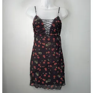 Urban Outfitters Mini Dress Juniors Size Small Black Floral Mesh Y2K Whimsigoth thumbnail 3