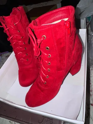 Red Chunky Heel Boots Size 8 thumbnail 3