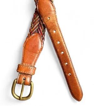 Vintage Women’s Leather Belt – Size 40 – Brown w/ Red Hues – Brass Buckle thumbnail 3