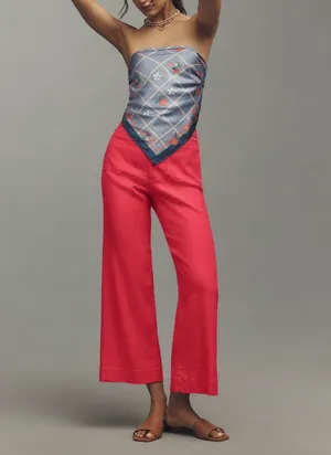 Anthropologie Maeve The Colette Wide-Leg Cropped Linen Pants, Size 28 thumbnail 3