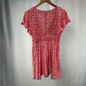 Lulus Dondi Print Tie-Front Short Sleeve Romper in Red and‎ White Size Small thumbnail 8