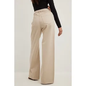 NA-KD Wide Leg‎ Jeans Women's 24 X 32 High Waist Beige Cream Pants Y2K Festival thumbnail 3