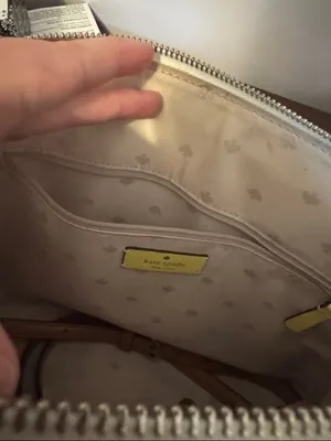 kate spade Yellow Leather Satchel with White Trim and Tan Handles thumbnail 7