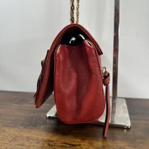 Chloe Shoulder Bag Small Red Leather Bow Chain Strap Pink Colorblock thumbnail 8