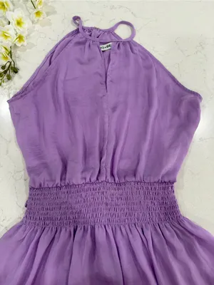 DO+BE Lavender Halter Smocked-Waist Casual Dress thumbnail 3