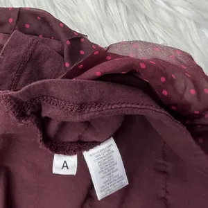 Ann Taylor Loft Top Women’s Small Burgundy Polka Dot Sleeveless Layered Ruffle thumbnail 4