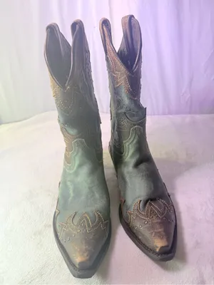 Teal Western Ankle Boots for Women thumbnail 4