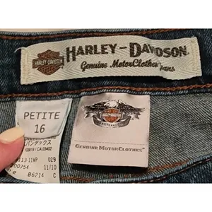 Harley-Davidson Denim Jeans Bootcut Dark Wash Embroidered‎ Pockets Women's 16P thumbnail 8