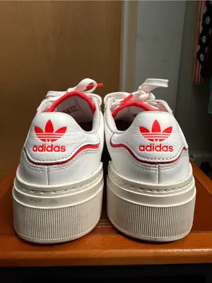 Adidas Superstar Bold White and Red Women’s Platform Sneakers. Size: 7 thumbnail 5