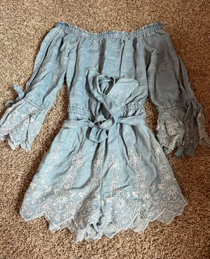 American Eagle Denim Blue Romper thumbnail 1