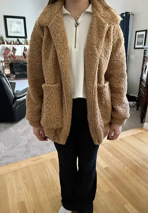 SheIn Oversized Fuzzy Bomber Jacket thumbnail 1