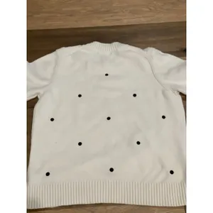 Banana Republic L White Black Polka Dot Knit Sweater thumbnail 6