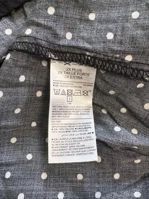 Old Navy Black Polka‎ Dot V-Neck Midi Dress Long Sleeve Size 2X thumbnail 4