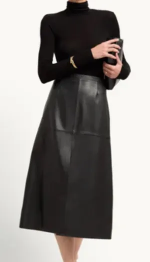 G. label By Goop Black Leather Samira Midi Skirt thumbnail 1