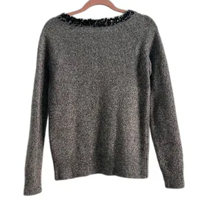 J.Crew Y2K Sequin Lambswool Sweater Cozy Grey Layer thumbnail 5