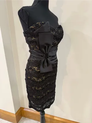 Mystic black bow lace sequin formal homecoming dress size M thumbnail 2