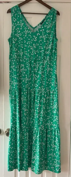 Nina Leonard Green Floral Maxi Skirt‎ Size Medium EUC thumbnail 1