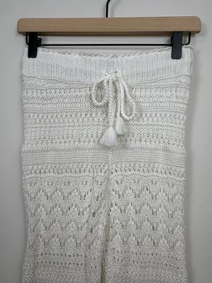 🌟 Love Shack Fancy 🌟 Fosta Crochet Cotton Flared Pull On Pant White Xs thumbnail 5