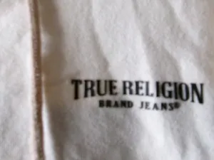 True Religion Brand Jeans cropped hoodie sweatshirt in beige/khaki size medium. thumbnail 5