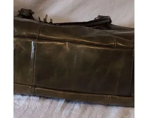 Hype Hobo Women's Olive Green Leather Satchel Bag with Tassel Detail thumbnail 4