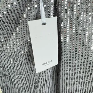 Grace Karin NWT Silver Sequin Glitzy‎ Glam Lined Halter Blouse Size S thumbnail 5