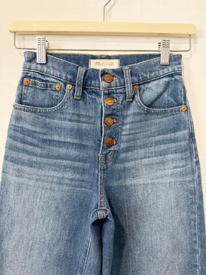 Madewell‎ Slim Wide Leg Jeans 23 Olympia High Rise Button Fly Quiet Luxury 90s thumbnail 4