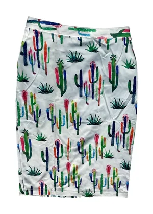 OVI Women White Multi Color Cactus Print Pencil Skirt‎ S2334 Size Small thumbnail 1