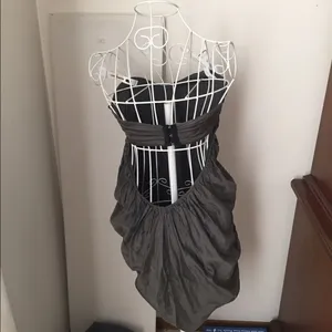 Zara Night Collection Strapless Bubble Hem Top Size S Gray thumbnail 2