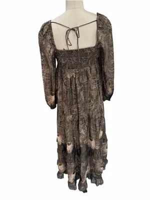 Anthropologie long sleeve metallic maxi gown size xs thumbnail 3