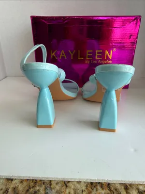 KAYLEEN By Los Angeles Pastel Blue Strappy Block Heel Sandals thumbnail 6