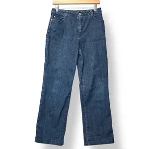St John Sport Women Blue High Rise Wide Leg Jeans 8 Made in USA Normcore Preppy thumbnail 2