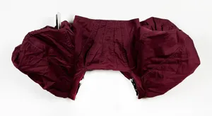 NEW Aje. Sylvia Cotton Poplin Puff Short Sleeve Corset Crop Top Chestnut Red 0 thumbnail 1