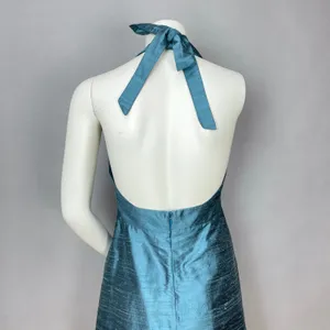 Lula‎ Kate Silk Dupioni Dress Teal Halter Neck Cocktail Size 8 Fit and Flare Zip thumbnail 6