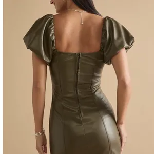 Miami‎ Francesca's Angela Vegan Leather Mini Dress Women's Small Olive Coquette thumbnail 4