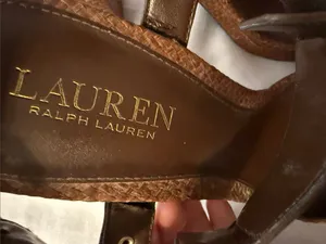 Lauren Ralph Lauren Brown Woven Leather Ankle-Strap Heels thumbnail 4