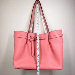 Michael Kors Emilia Large Pebbled Leather Tote Bag Grapefruit Pink Buckle Accent thumbnail 13