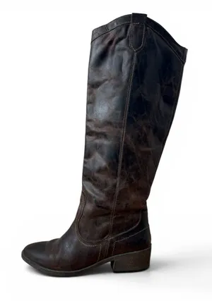 Steve Madden P-Manor Brown Leather Boots Tall Riding Western Women's Size 8 thumbnail 1