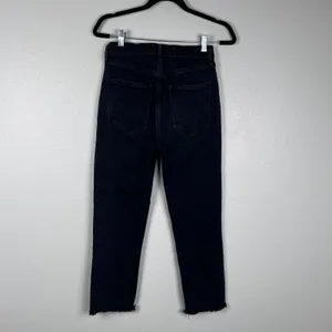 Agolde Riley‎ Crop High Rise Straight Leg Jeans Washed Black Raw Hem 26 thumbnail 4
