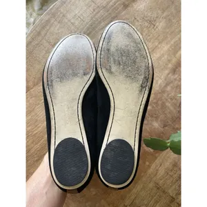 Lands’ End Black Suede Ballet Flats with Brown Trim Size 6B Women’s thumbnail 6