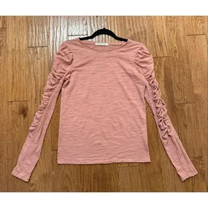 We the Free Natasha pink ruched puff sleeve long sleeve top small thumbnail 6