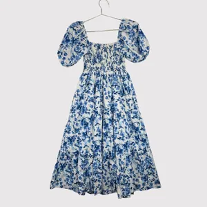 Abercrombie Fitch Midi Dress Blue Toile De Jouy Smocked Puffed Cottagecore Small thumbnail 3