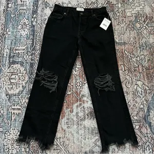 Free People We The Free‎ Maggie Jeans NWT Midrise Straight Size 26 Washed Black thumbnail 3