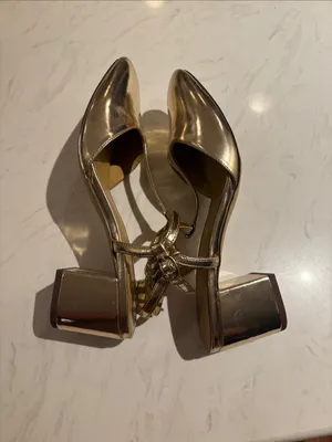 J. Crew Gold Metallic T-Strap Women’s Heels thumbnail 7