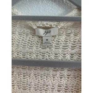Vintage J‎ Jill Sweater Womens Medium Cream Crochet Cropped Preppy 90s Cottage thumbnail 3