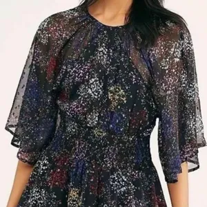 EUC Free People Anna Open Back Dress Black Floral Size Medium thumbnail 3