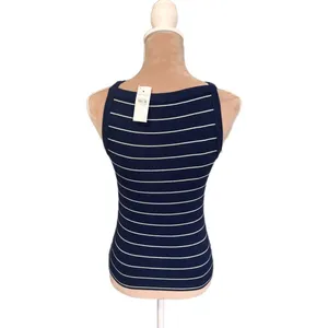 Ann Taylor Striped Vest Preppy Lady Tank Top Button Front V-Neck Knit S M L NEW thumbnail 6