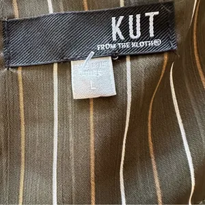 Kut from the Kloth Olive Striped Top Pit to pit 21", length 23" front, 27" back thumbnail 3