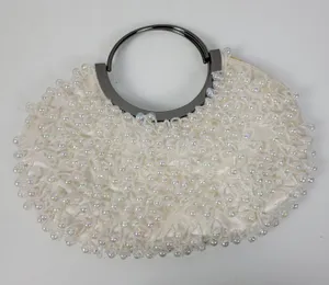 Vintage Womens Iridescent Crystal Hand Bag White Chandelier Beaded Evening Purse thumbnail 1